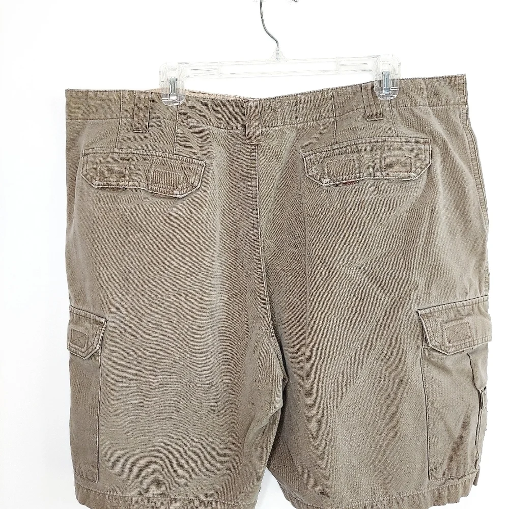 Eddie Bauer Mens Cargo Shorts SZ 40 Gray Brown Flat Front Casual Outdoor Cotton